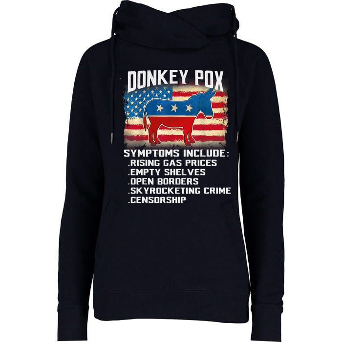 Anti Virus Biden Donkey Pox Symptoms Include Funny Biden Womens Funnel Neck Pullover Hood