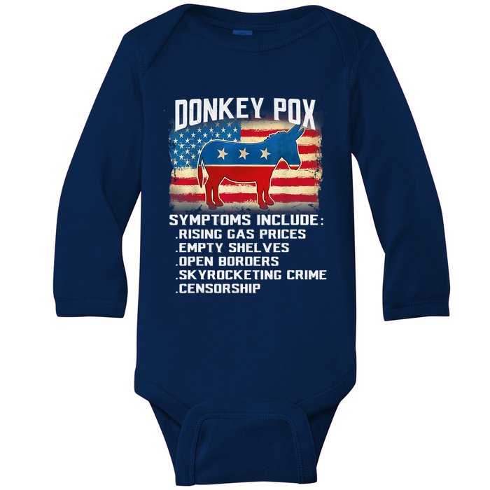 Anti Virus Biden Donkey Pox Symptoms Include Funny Biden Baby Long Sleeve Bodysuit