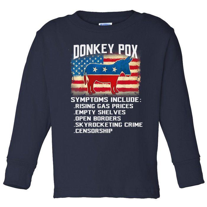 Anti Virus Biden Donkey Pox Symptoms Include Funny Biden Toddler Long Sleeve Shirt