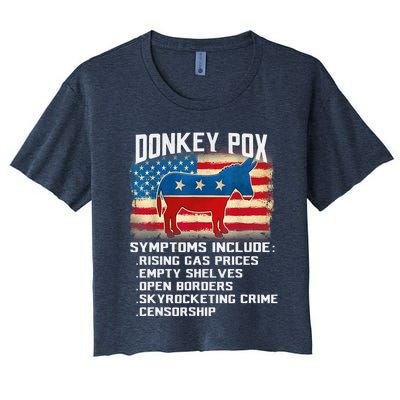 Anti Virus Biden Donkey Pox Symptoms Include Funny Biden Women's Crop Top Tee