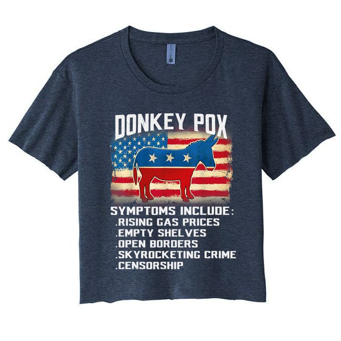 Anti Virus Biden Donkey Pox Symptoms Include Funny Biden Women's Crop Top Tee