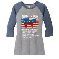 Anti Virus Biden Donkey Pox Symptoms Include Funny Biden Women's Tri-Blend 3/4-Sleeve Raglan Shirt