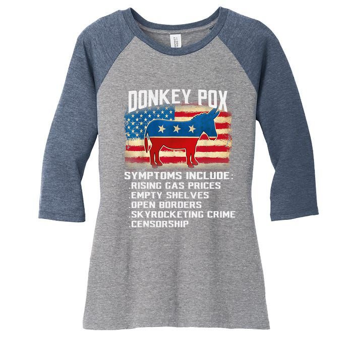 Anti Virus Biden Donkey Pox Symptoms Include Funny Biden Women's Tri-Blend 3/4-Sleeve Raglan Shirt