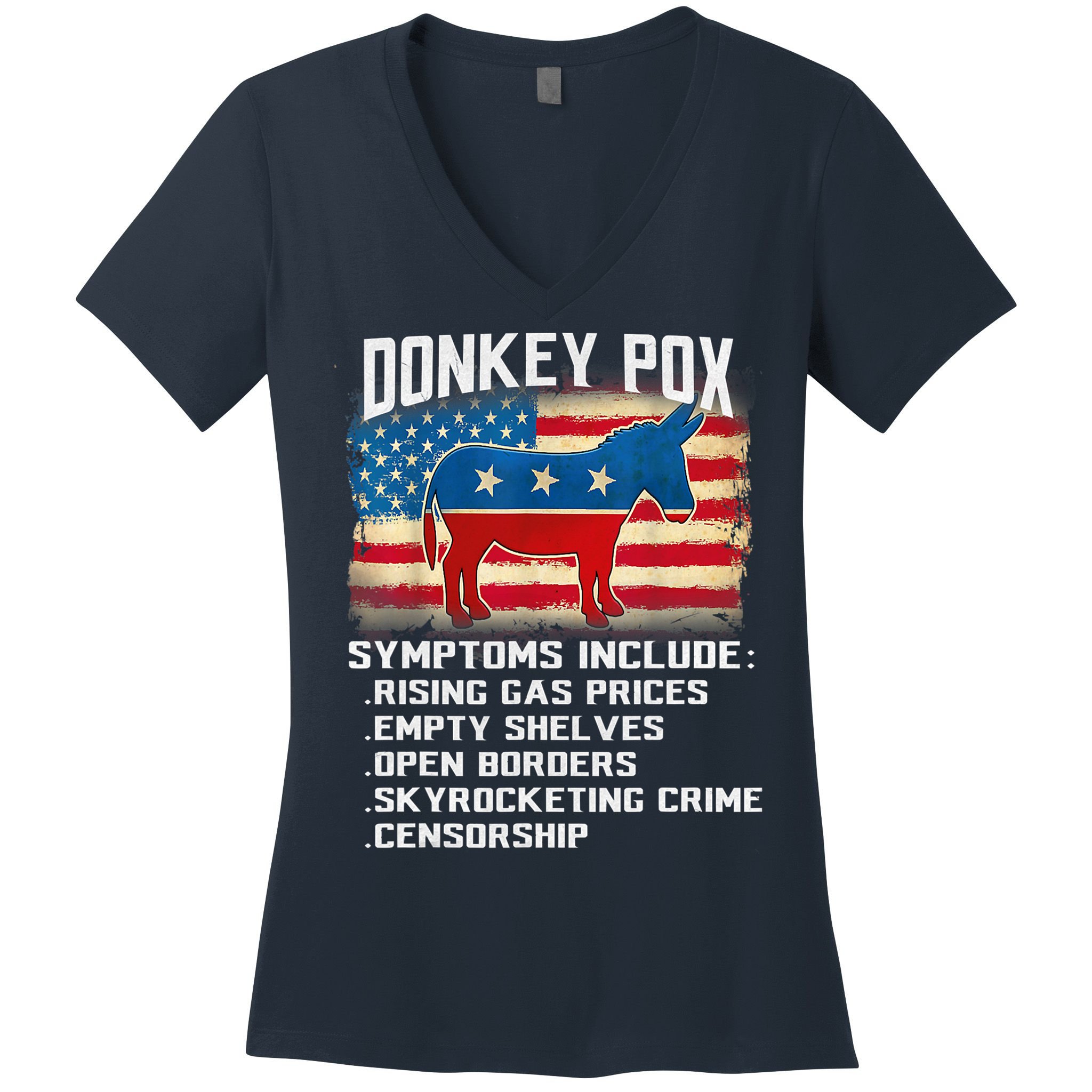 Anti Virus Biden Donkey Pox Symptoms Include Funny Biden Women's V-Neck T-Shirt