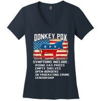 Anti Virus Biden Donkey Pox Symptoms Include Funny Biden Women's V-Neck T-Shirt