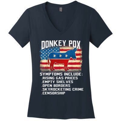 Anti Virus Biden Donkey Pox Symptoms Include Funny Biden Women's V-Neck T-Shirt