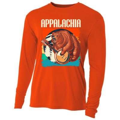 Appalachia Vintage Banjo Player Bluegrass Musician Cooling Performance Long Sleeve Crew