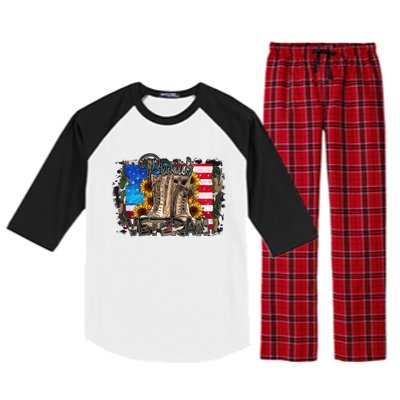 Army Veteran Boots Proud Veteran Army Dad Proud Veteran Gift Raglan Sleeve Pajama Set