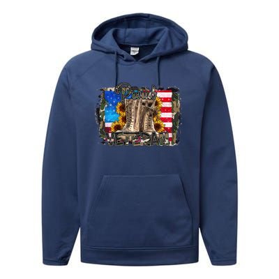 Army Veteran Boots Proud Veteran Army Dad Proud Veteran Gift Performance Fleece Hoodie