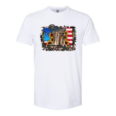 Army Veteran Boots Proud Veteran Army Dad Proud Veteran Gift Softstyle CVC T-Shirt