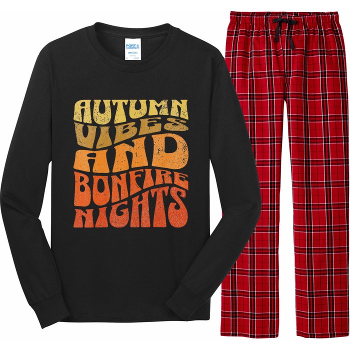 Autumn Vibes & Bonfire Nights Cozy Fall  Long Sleeve Pajama Set