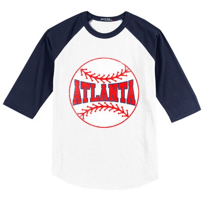 Atlanta Vintage Baseball Distressed Baseball Lover Gift Baseball Sleeve Shirt