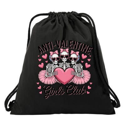 Anti Valentine Club Skeleton Funny Valentines Day Funny Gift Drawstring Bag
