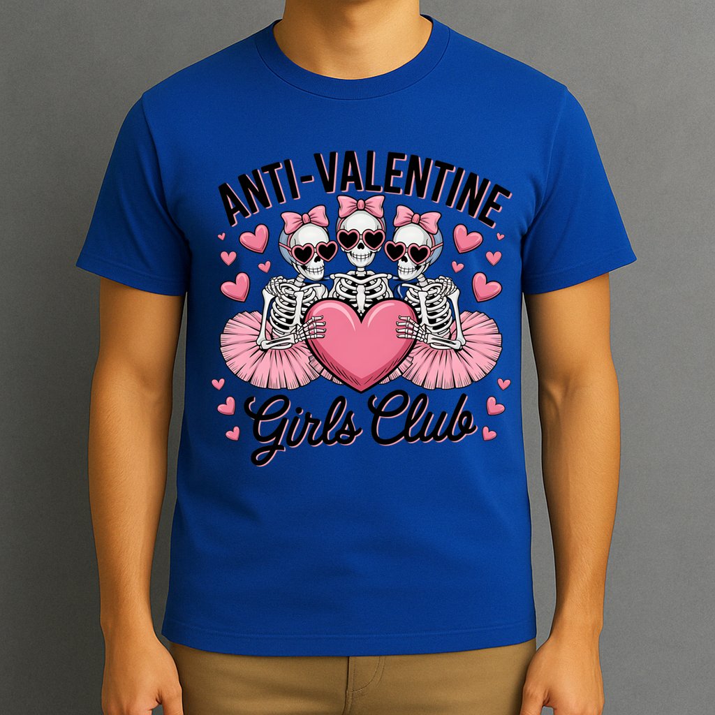 Anti Valentine Club Skeleton Funny Valentines Day Funny Gift T-Shirt