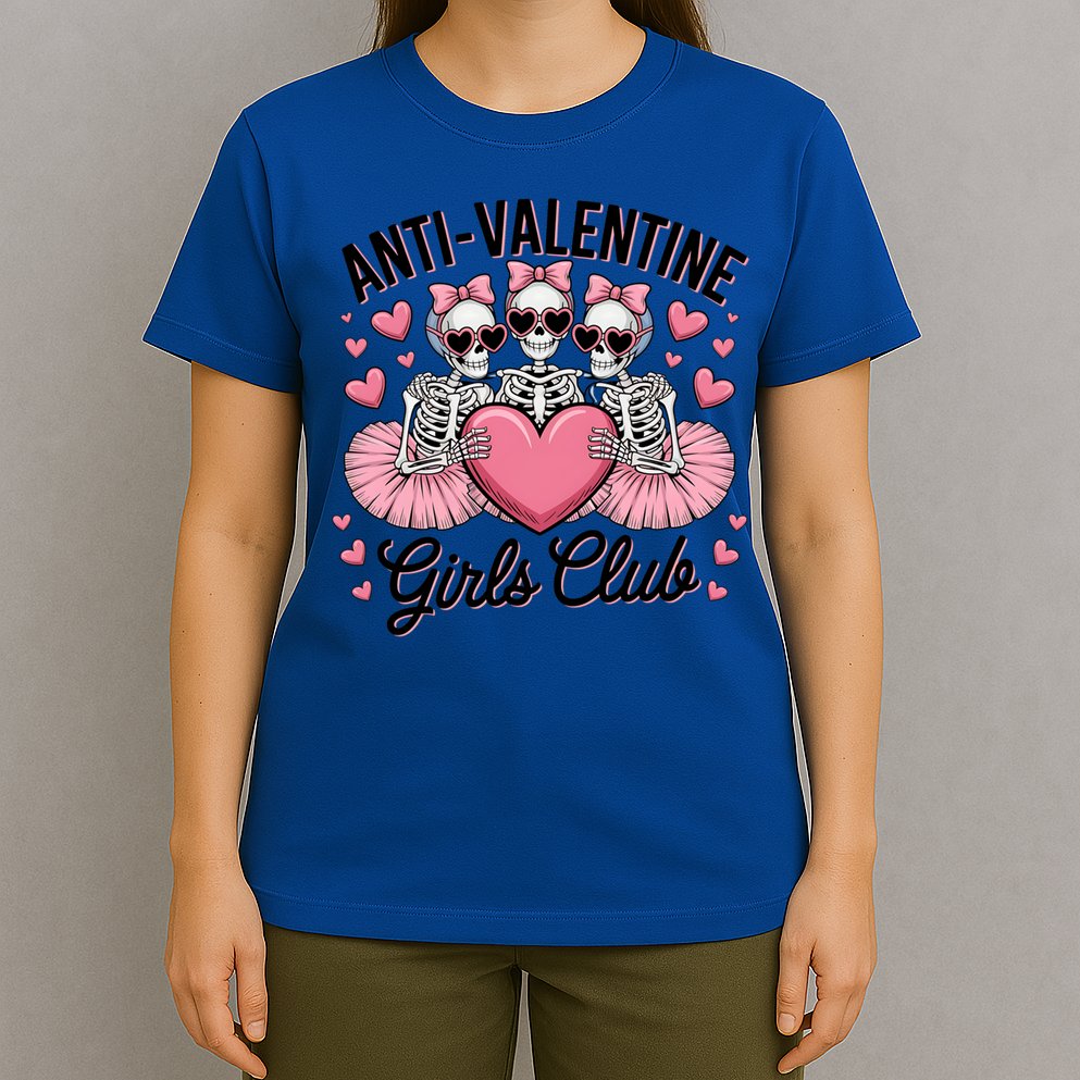 Anti Valentine Club Skeleton Funny Valentines Day Funny Gift T-Shirt