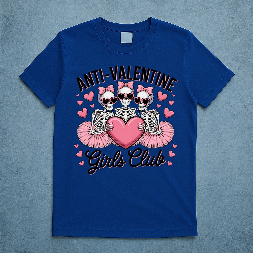 Anti Valentine Club Skeleton Funny Valentines Day Funny Gift T-Shirt