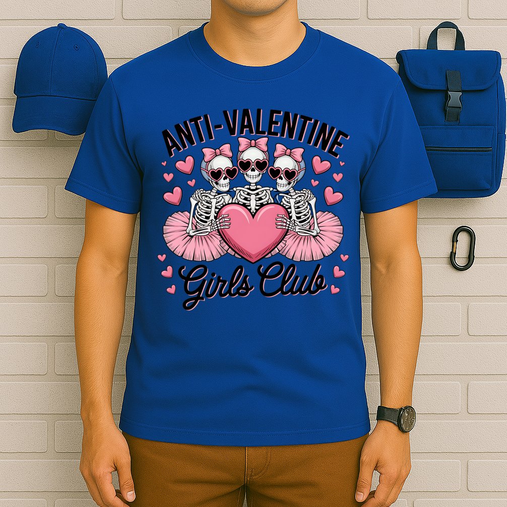 Anti Valentine Club Skeleton Funny Valentines Day Funny Gift T-Shirt