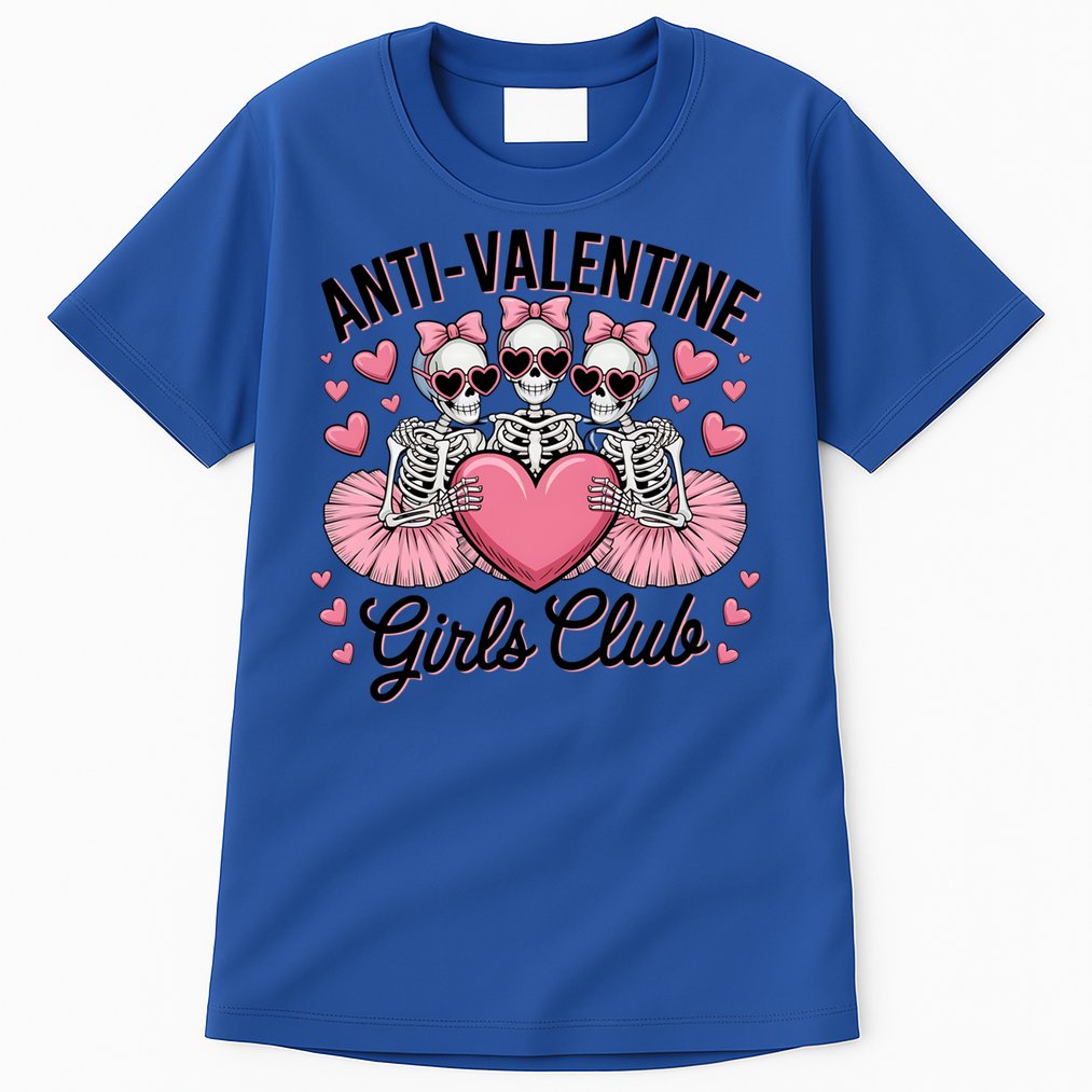 Anti Valentine Club Skeleton Funny Valentines Day Funny Gift Tall T-Shirt