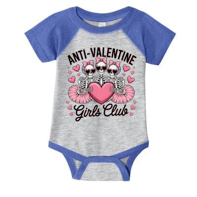 Anti Valentine Club Skeleton Funny Valentines Day Funny Gift Infant Baby Jersey Bodysuit