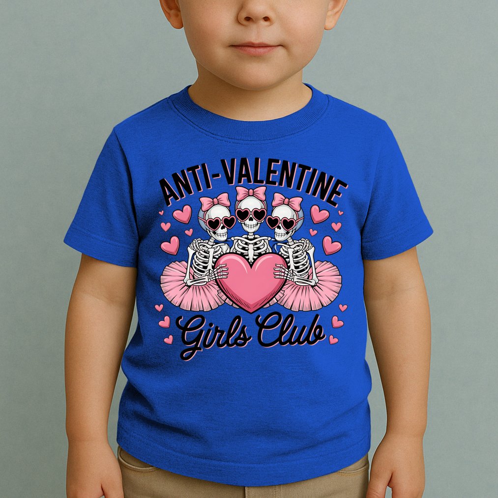 Anti Valentine Club Skeleton Funny Valentines Day Funny Gift Toddler T-Shirt