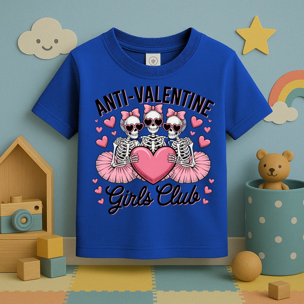 Anti Valentine Club Skeleton Funny Valentines Day Funny Gift Toddler T-Shirt