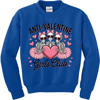 Anti Valentine Club Skeleton Funny Valentines Day Funny Gift Kids Sweatshirt