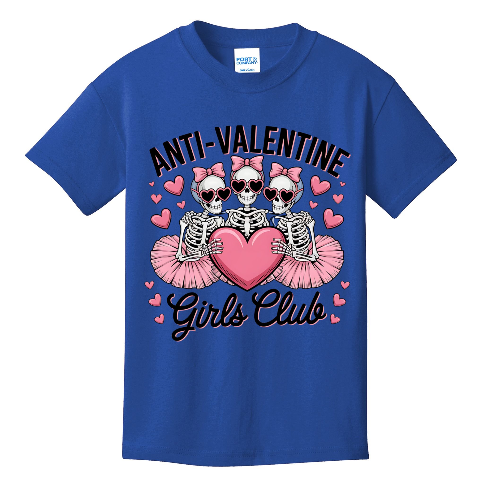 Anti Valentine Club Skeleton Funny Valentines Day Funny Gift Kids T-Shirt