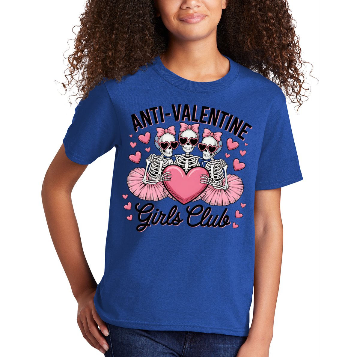 Anti Valentine Club Skeleton Funny Valentines Day Funny Gift Kids T-Shirt
