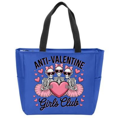 Anti Valentine Club Skeleton Funny Valentines Day Funny Gift Zip Tote Bag