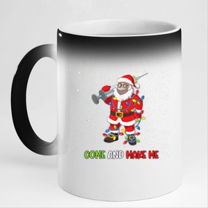 Anti Vaccine Come And Make Me Santa In Mask Tree Lights Gift 11oz Black Color Changing Mug