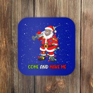 Anti Vaccine Come And Make Me Santa In Mask Tree Lights Gift Coaster