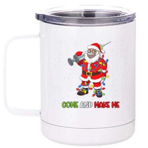 Anti Vaccine Come And Make Me Santa In Mask Tree Lights Gift 12 oz Stainless Steel Tumbler Cup