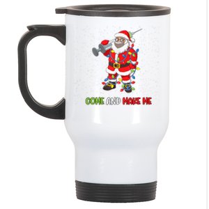 Anti Vaccine Come And Make Me Santa In Mask Tree Lights Gift Stainless Steel Travel Mug