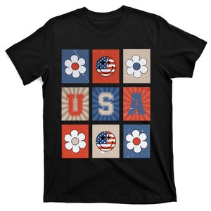 America Vibes Cute Smile Face USA American Flag 4th Of July T-Shirt