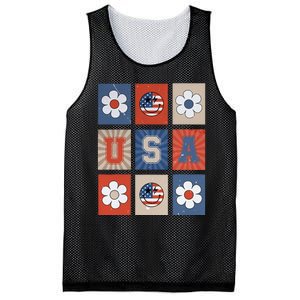 America Vibes Cute Smile Face USA American Flag 4th Of July Mesh Reversible Basketball Jersey Tank