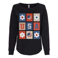 America Vibes Cute Smile Face USA American Flag 4th Of July Womens California Wash Sweatshirt