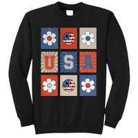 America Vibes Cute Smile Face USA American Flag 4th Of July Tall Sweatshirt