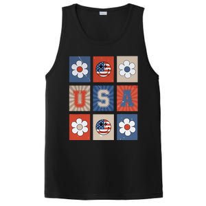 America Vibes Cute Smile Face USA American Flag 4th Of July PosiCharge Competitor Tank