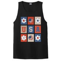 America Vibes Cute Smile Face USA American Flag 4th Of July PosiCharge Competitor Tank