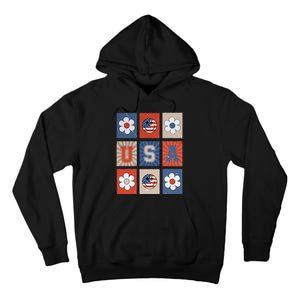 America Vibes Cute Smile Face USA American Flag 4th Of July Tall Hoodie