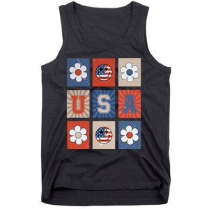 America Vibes Cute Smile Face USA American Flag 4th Of July Tank Top