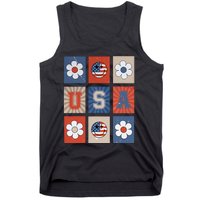 America Vibes Cute Smile Face USA American Flag 4th Of July Tank Top