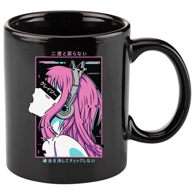 Aesthetic Vaporwave Crazy Waifu Anime Girl 11oz C Handle Ceramic Mug