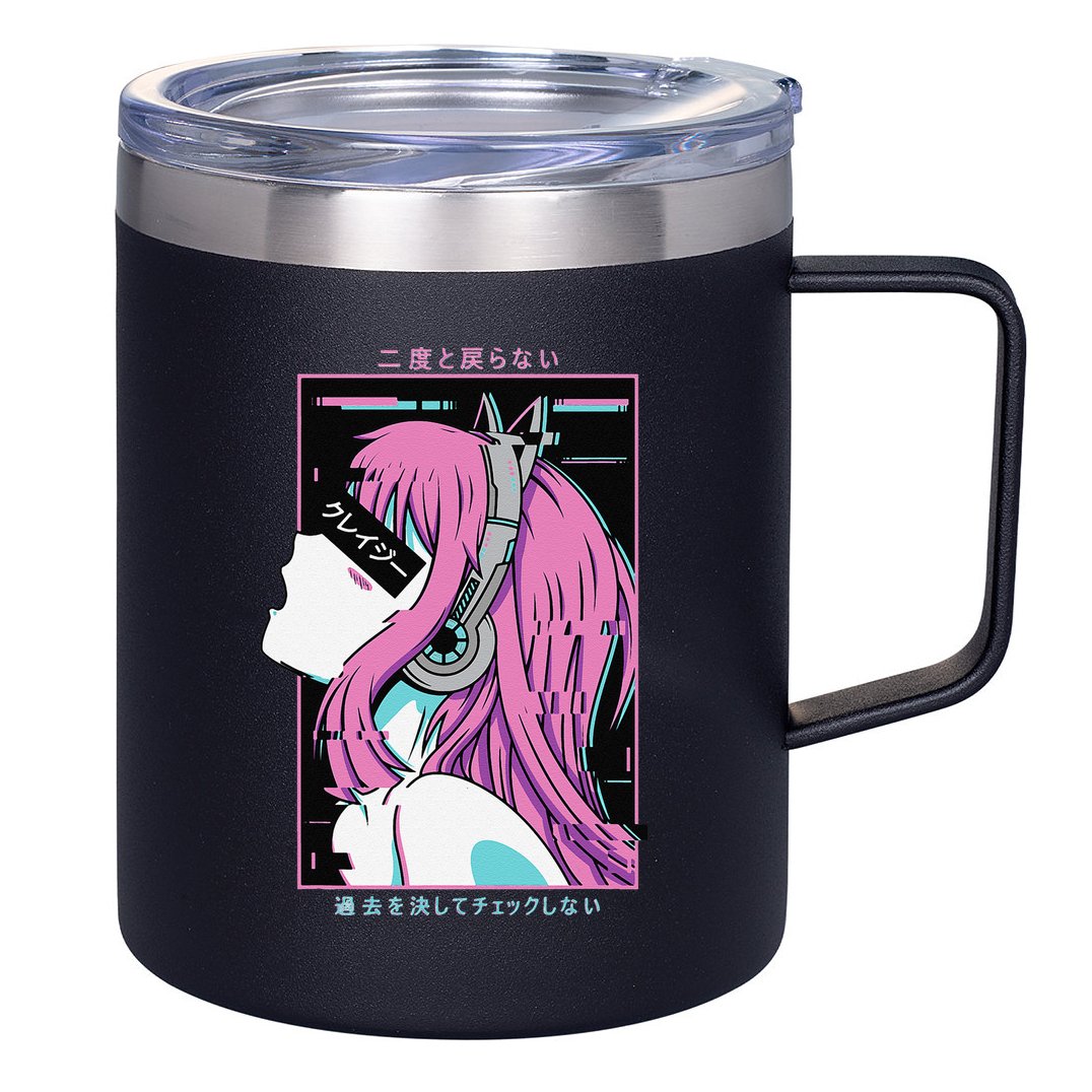 Aesthetic Vaporwave Crazy Waifu Anime Girl 12oz Stainless Steel Coffee Mug