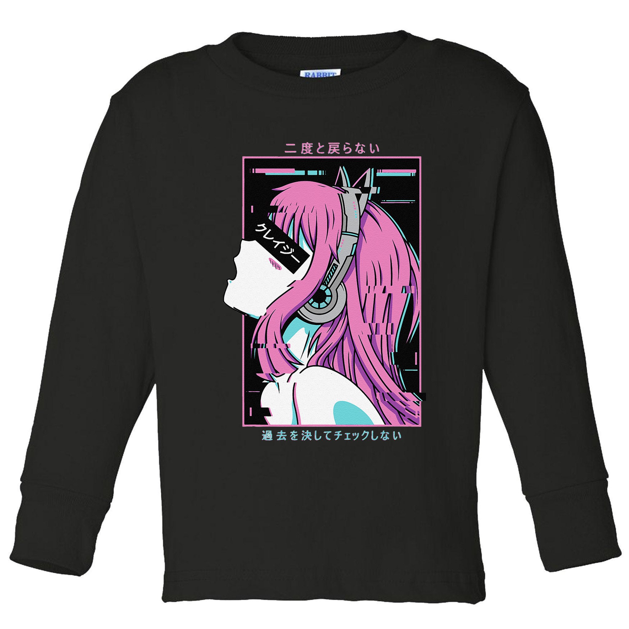Aesthetic Vaporwave Crazy Waifu Anime Girl Toddler Long Sleeve Shirt