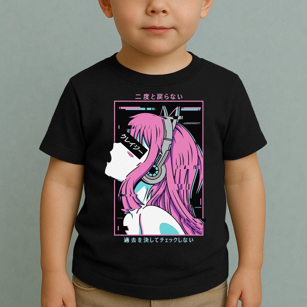 Aesthetic Vaporwave Crazy Waifu Anime Girl Toddler T-Shirt