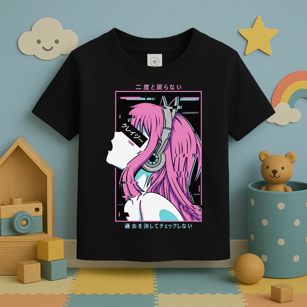Aesthetic Vaporwave Crazy Waifu Anime Girl Toddler T-Shirt
