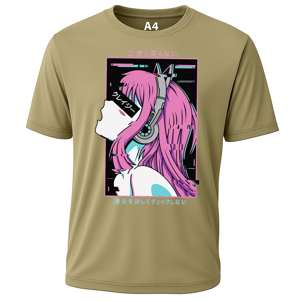Aesthetic Vaporwave Crazy Waifu Anime Girl Cooling Performance Crew T-Shirt