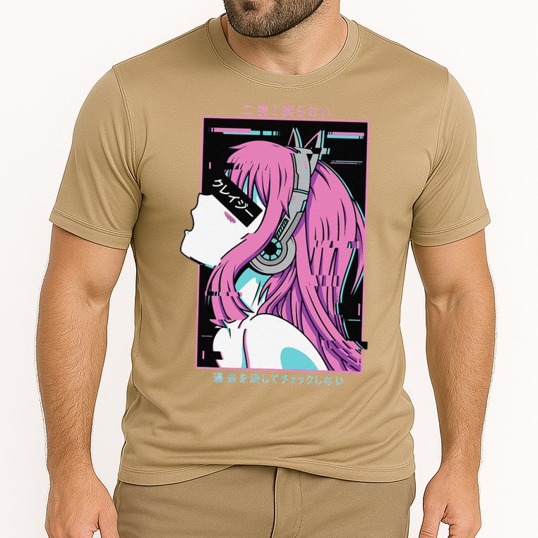 Aesthetic Vaporwave Crazy Waifu Anime Girl Cooling Performance Crew T-Shirt