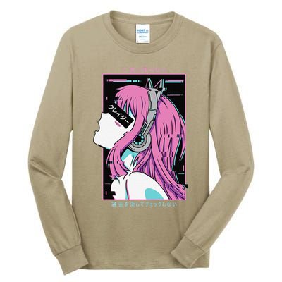 Aesthetic Vaporwave Crazy Waifu Anime Girl Tall Long Sleeve T-Shirt